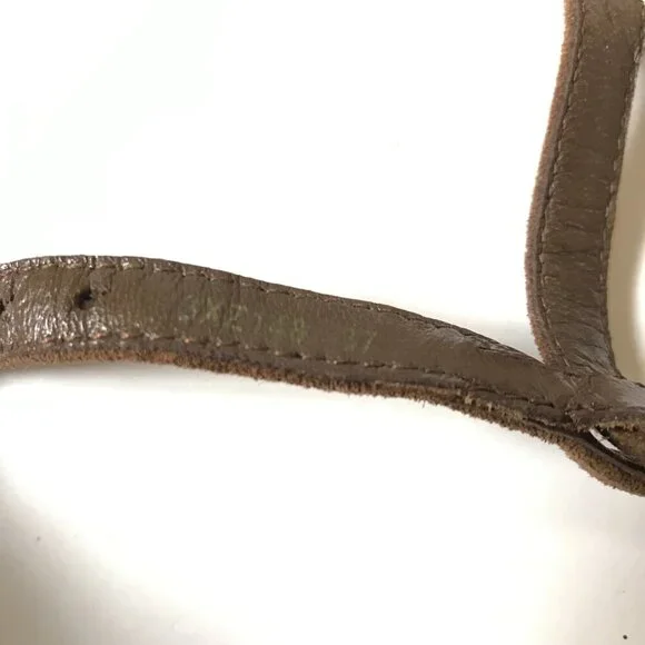 Prada Suede Cork Wedge Heels Sandals Womens 37 7 Brown Tan Platform Buckle Shoes - Picture 8 of 9